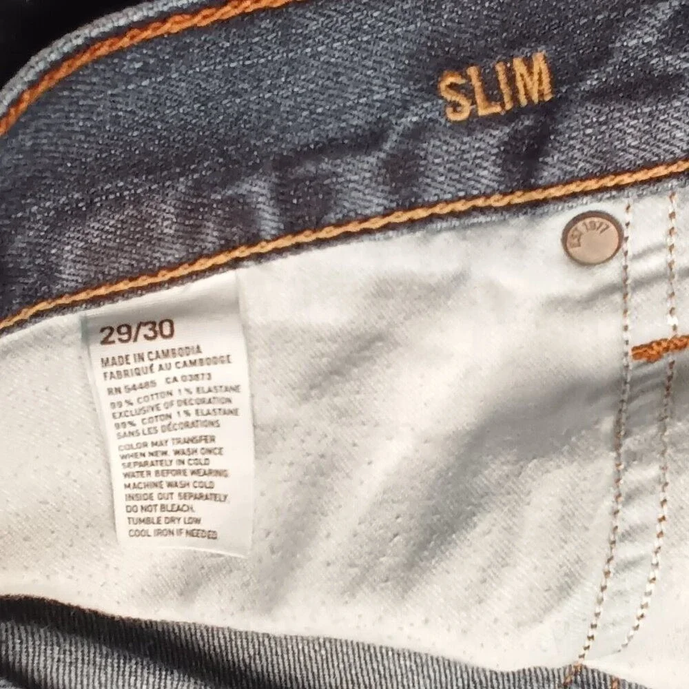 American Eagle Mens Slim Fit Dark Wash Denim Jeans Size 29/30 Blue Stretch